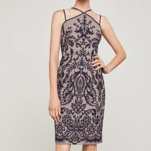BCBG MaxAzaria Embroidered Dress Size 6 Navy
